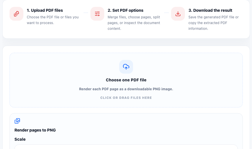 PDF to Images online tool interface in UtilFlow
